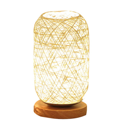 Hand-Knit Wood Rattan Twine Table Lamps