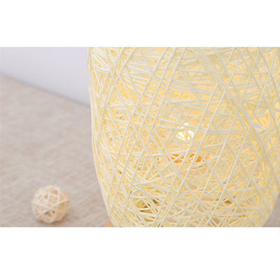 Hand-Knit Wood Rattan Twine Table Lamps