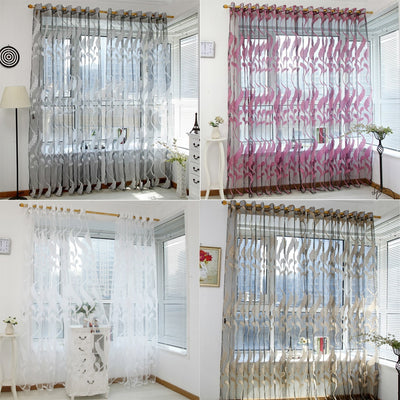 Pastoral Tulle Window Roman Embroidered Sheer Curtain