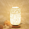 Hand-Knit Wood Rattan Twine Table Lamps