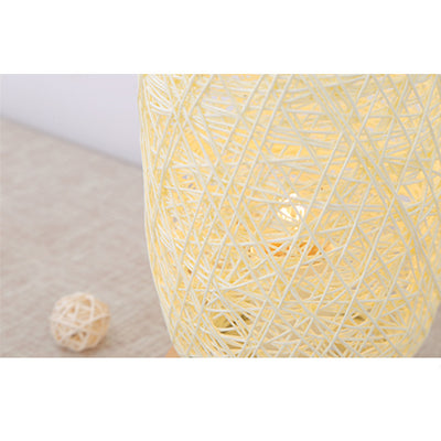 Hand-Knit Wood Rattan Twine Table Lamps