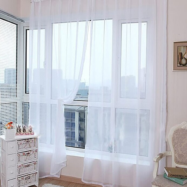 Europe Solid White Sheer Curtains