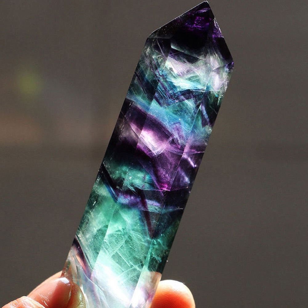 Natural Fluorite Crystal Colorful Striped Fluorite Stone