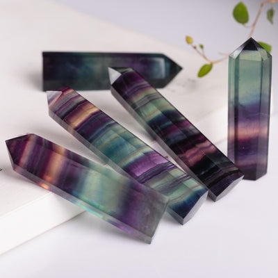 Natural Fluorite Crystal Colorful Striped Fluorite Stone