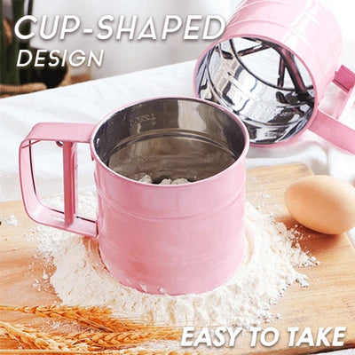 Stainless Steel Sieve Cup Mesh Crank Flour Sifter