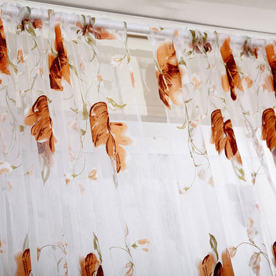 Vines Leaves Tulle  Panel Sheer Scarf Valances Curtains