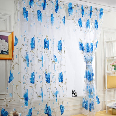 Vines Leaves Tulle  Panel Sheer Scarf Valances Curtains