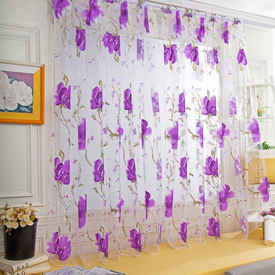 Vines Leaves Tulle  Panel Sheer Scarf Valances Curtains