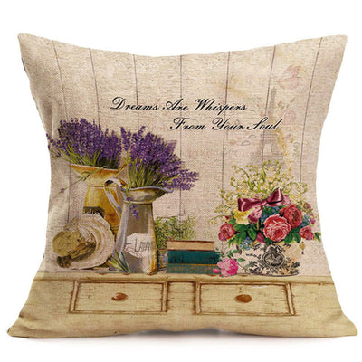 Cotton Linen Floral Pillow Cover