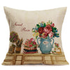 Cotton Linen Floral Pillow Cover