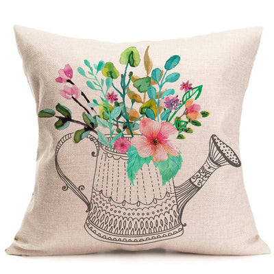 Cotton Linen Floral Pillow Cover