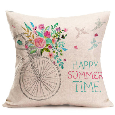 Cotton Linen Floral Pillow Cover