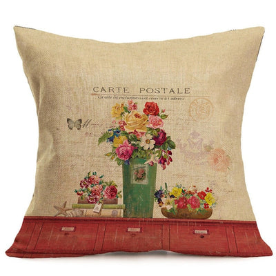 Cotton Linen Floral Pillow Cover