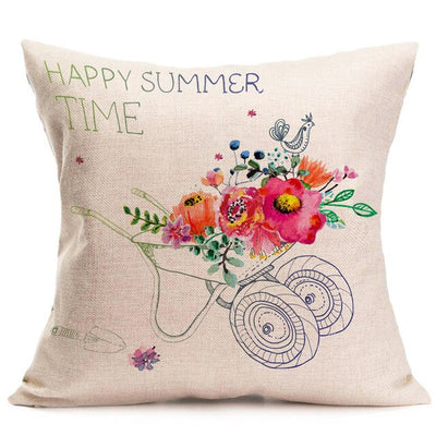 Cotton Linen Floral Pillow Cover