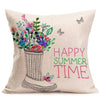 Cotton Linen Floral Pillow Cover