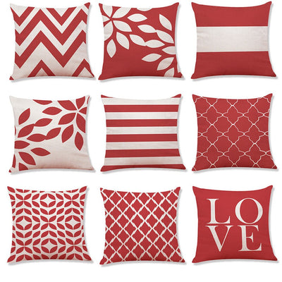 Simple Red Geometry Cushion Cover