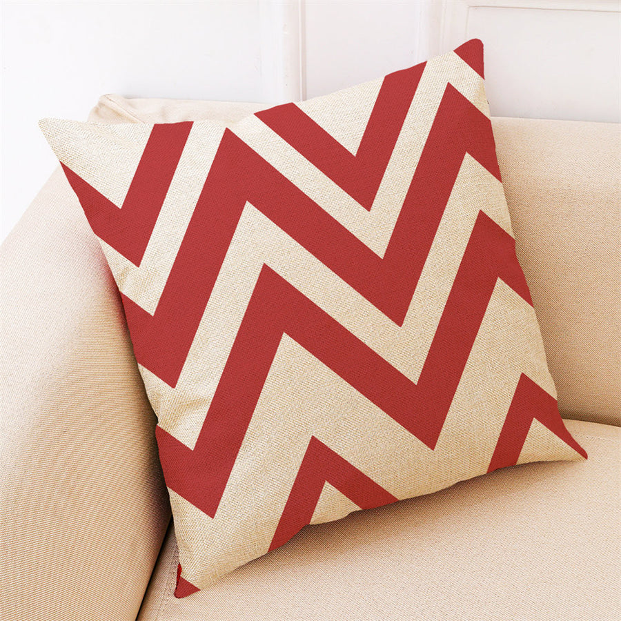 Simple Red Geometry Cushion Cover